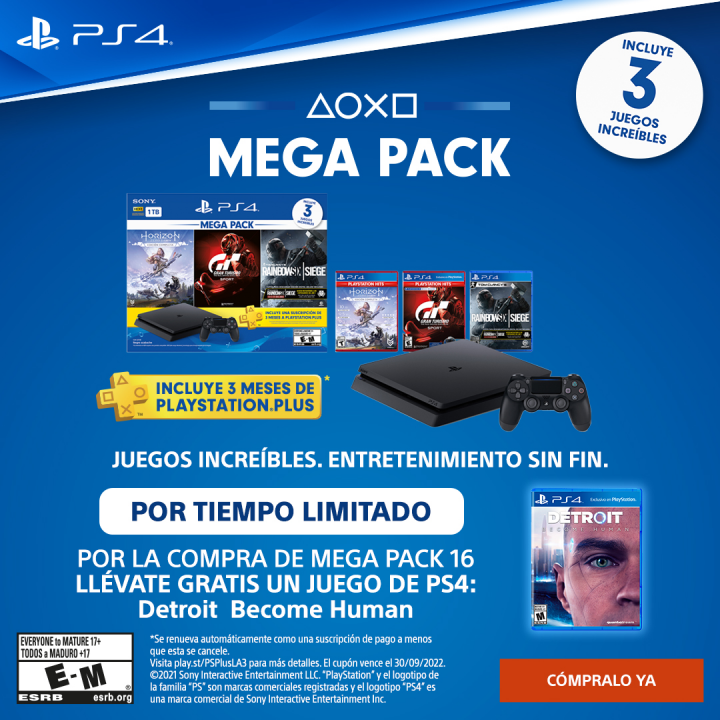 Consola Playstation 4 1TB +3 Juegos + Suscripción 3 Meses